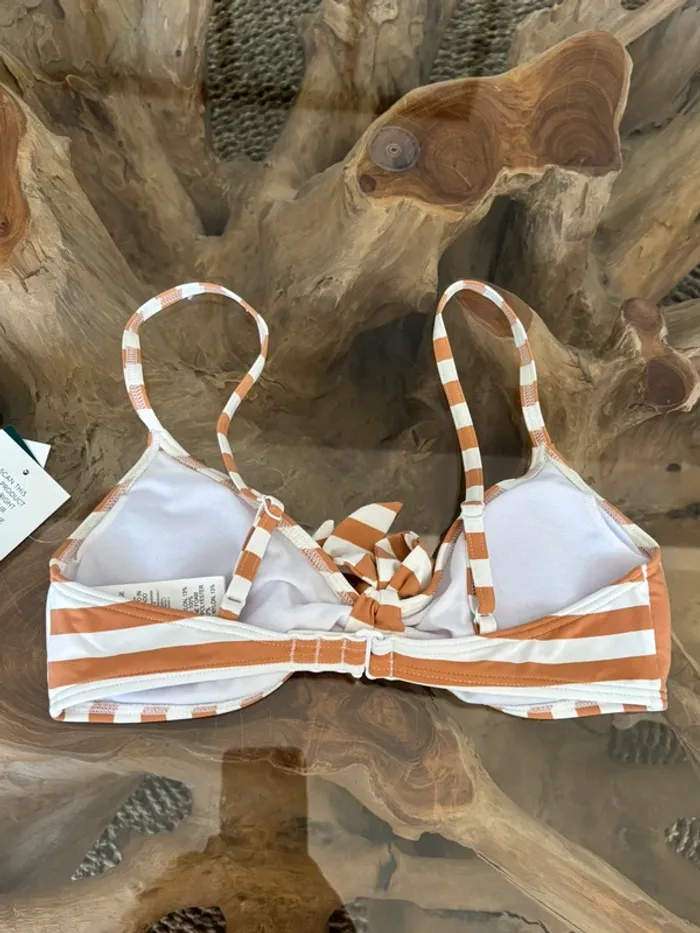 Haut de maillot de bain Roxy femme blanc rayé beige - photo numéro 3