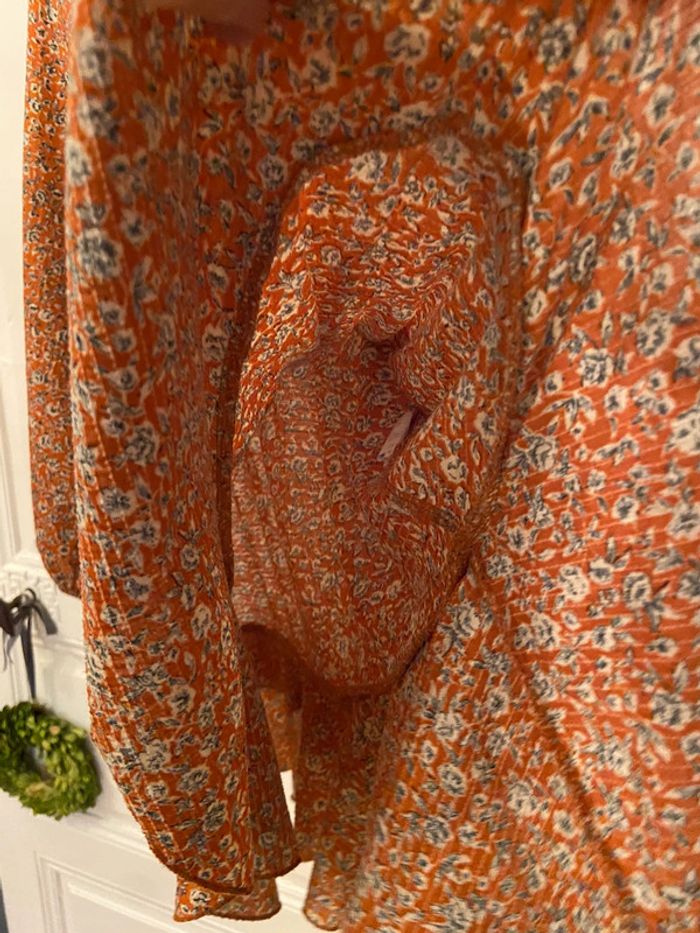 Robe cache coeur volantée orange motifs noirs Pull and Bear taille S - photo numéro 13