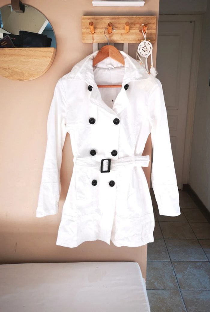 Trench veste manteau long blanc