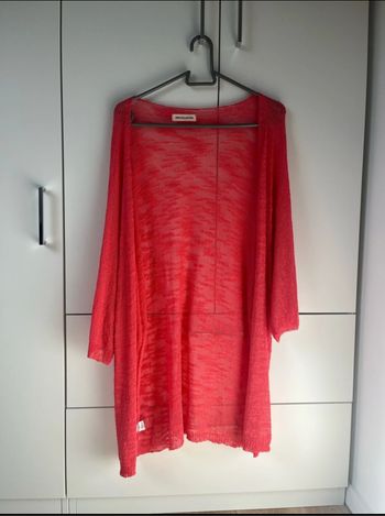 Gilet long en maille corail