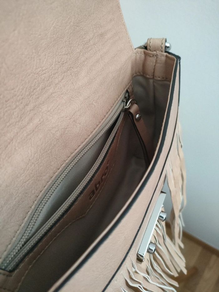 sac chic Abro beige neuf cuir franges - photo numéro 5