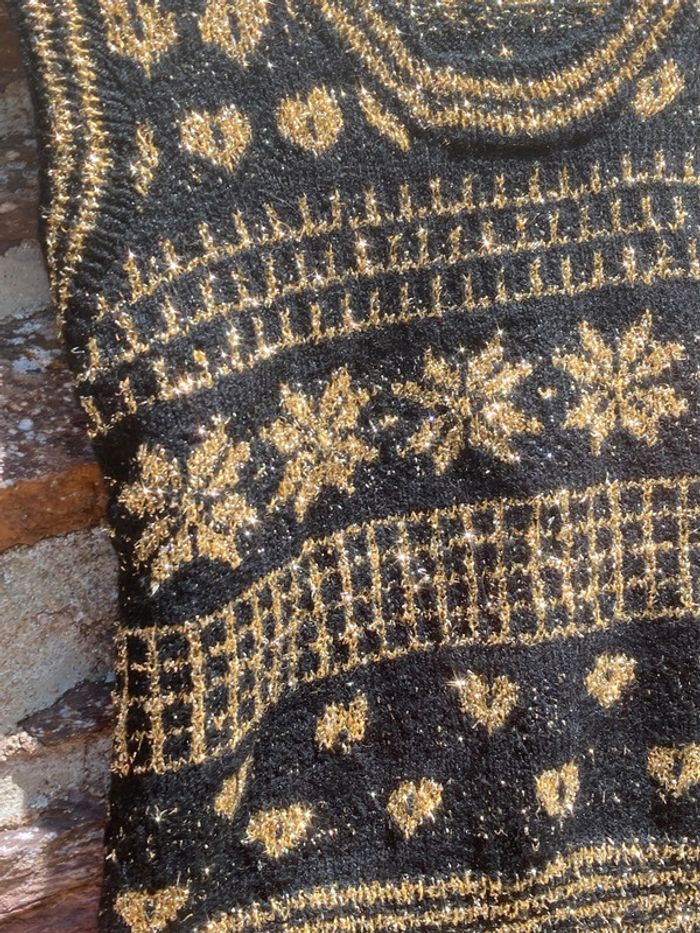 📌 Débardeur vintage fait main noir & doré – pièce unique - photo numéro 3
