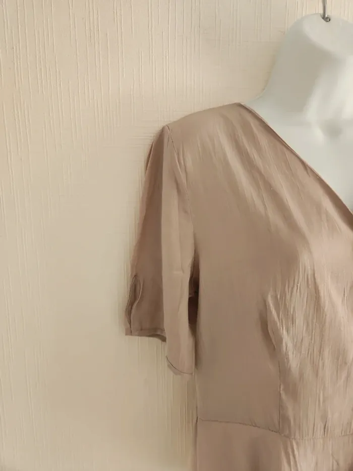 Blouse chemisier beige manches courtes Bachelorette S - photo numéro 3