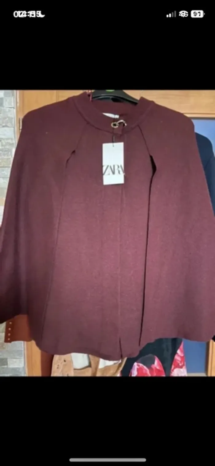 Cape bordeaux Zara taille L neuve   Très tendance - photo numéro 2