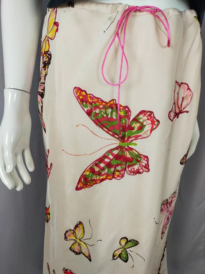 Jupe midi 100% soie Gérard Darel – Papillons colorés – T. 40 - photo numéro 2