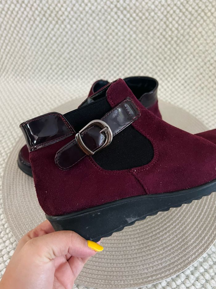 Bottines velours rouge bordeaux zippées taille 37 Lady Confort - photo numéro 5