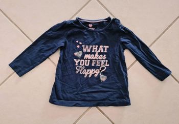 Tee shirt bleu marine  What you make feel happy 12 24 mois