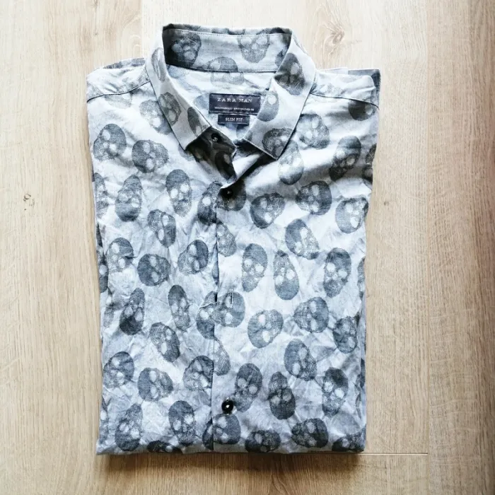 Zara Man Halloween Chemise Crâne Vintage Gris Homme Ouija Wizard Mode (Taille S)