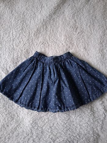 Jupe fille bleu marine à pois blanc 5 ans
