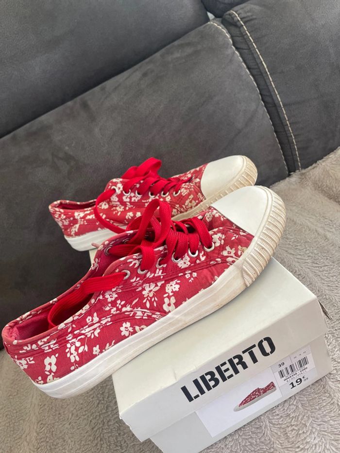 Chaussures tennis en toile rouge T39 Liberto - photo numéro 2