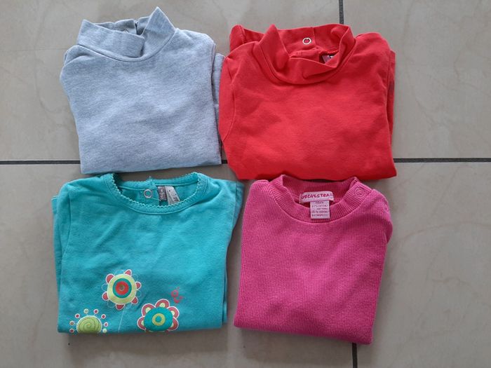 Lot de 4 tee shirts manches longues fille 6 mois