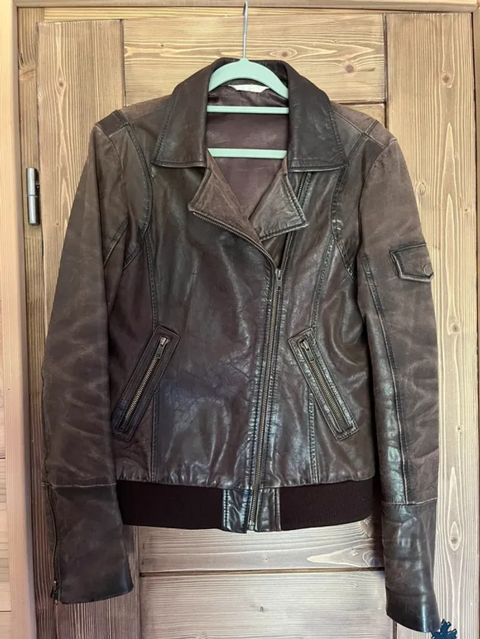 Veste en cuir marron - photo numéro 2