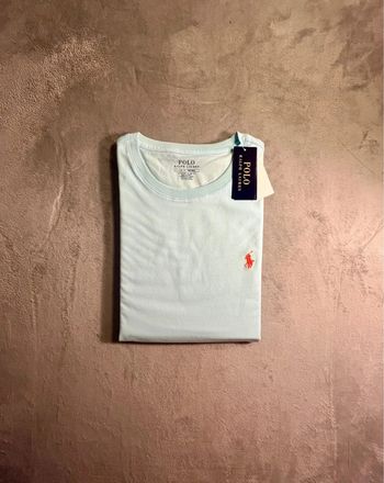 T-shirt Ralph Lauren Crewneck Embroidered Sky Blue Orange Poney – Taille L
