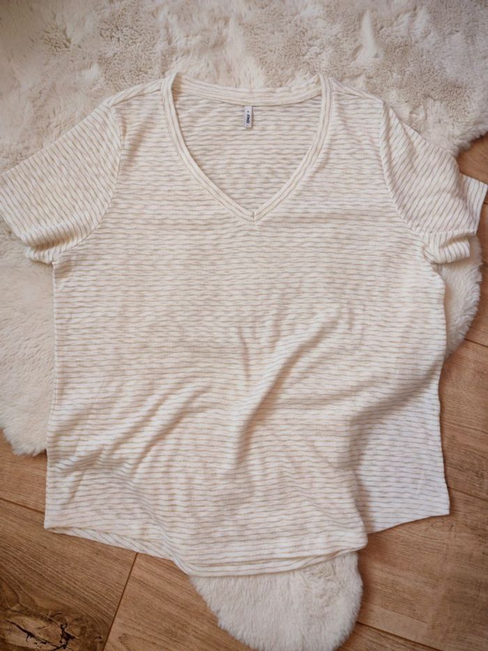 Tee shirt only crème doré 40 manches courtes