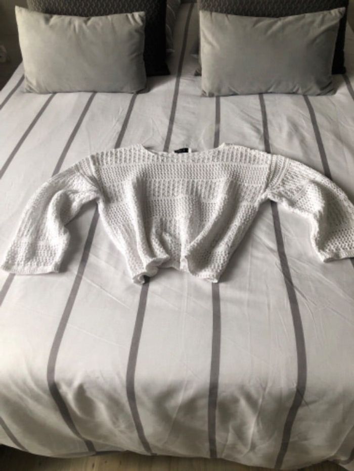 Pull ajouré blanc