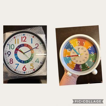 horloge  pédagogique LOT 2 objets horloge 24h NEUF 30cm ET RÉVEILS 12cm+-  24 heures double cadran