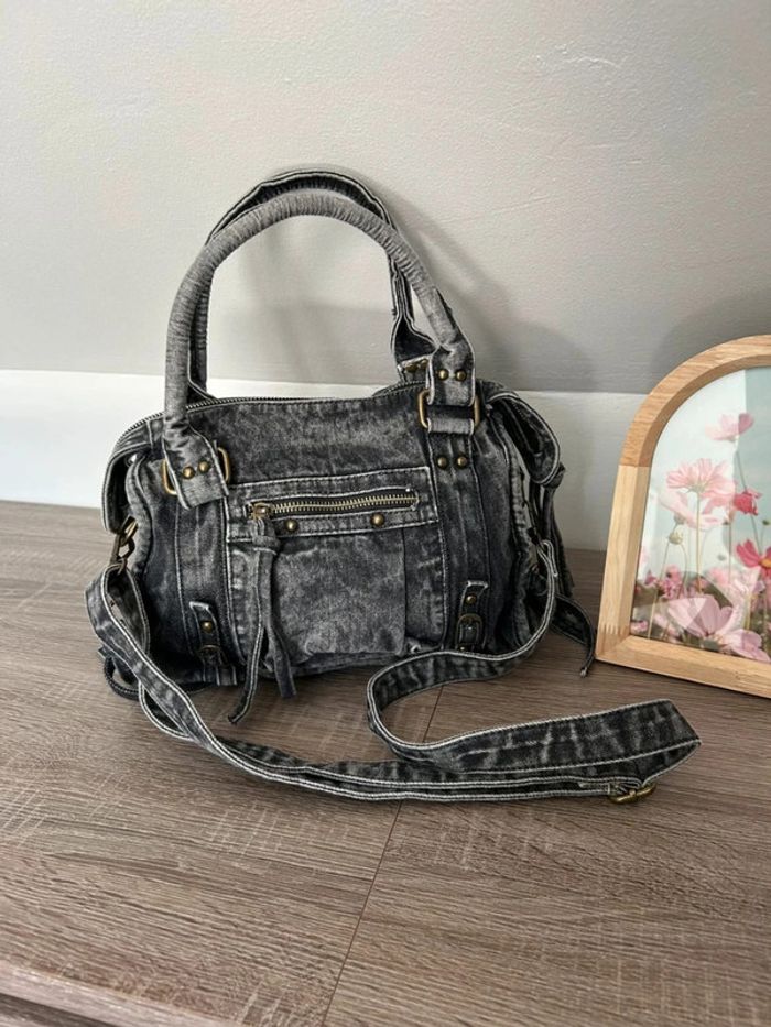 Sac à main en jean effet vintage - 25 x 16 x 12 cm - photo numéro 2