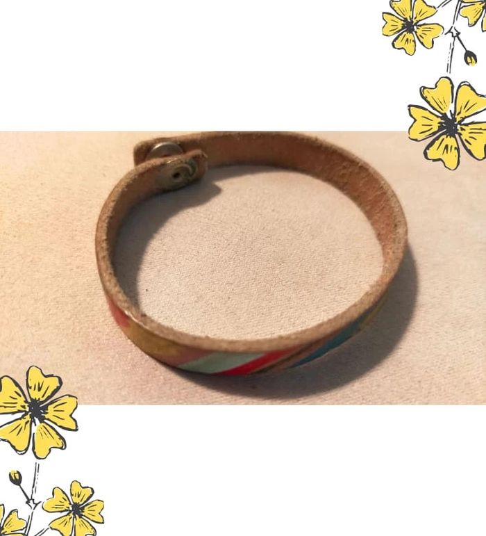 Bracelet en cuir peint à la main – Collection Terres d’Ailleurs - photo numéro 2