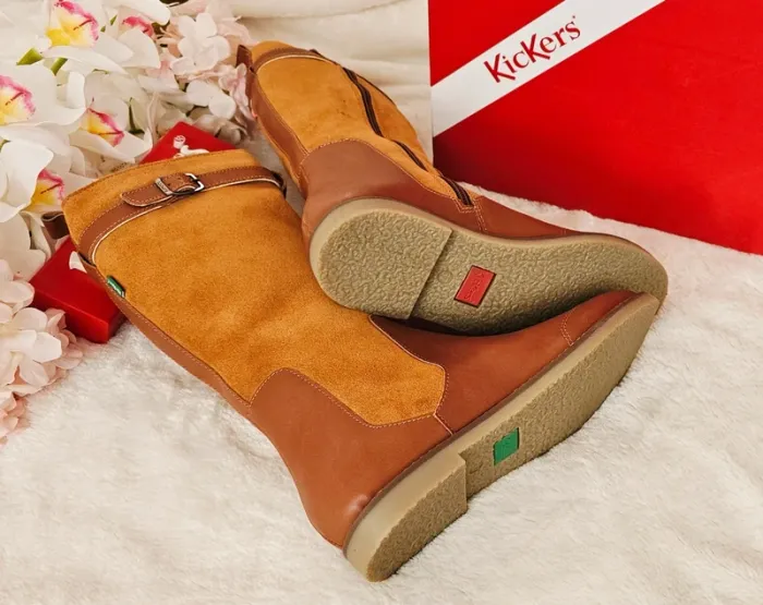 Bottes Hautes Cavalières Cuir Zip Kickers T37 - photo numéro 2
