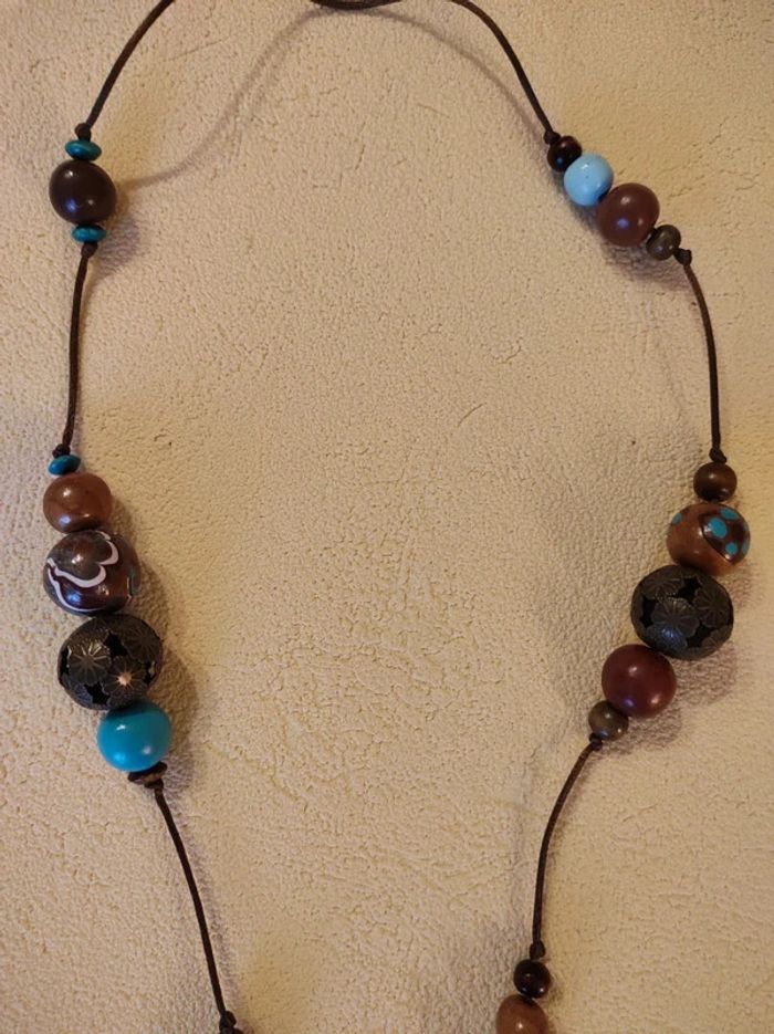 Collier bleu/marron - photo numéro 3