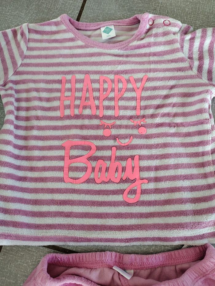 Pyjama 2 pièces rose et blanc Tex baby T.12 M - photo numéro 2