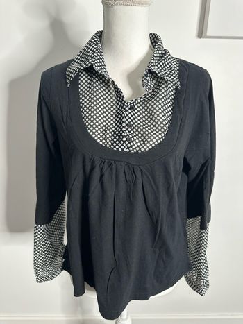 Blouse chemise à pois noire et blanche Blancheporte T42/44 XL/XXL
