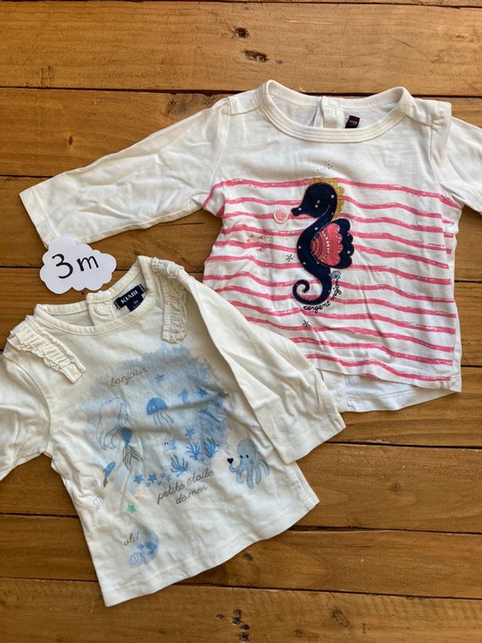 2 jolis petits hauts manches longues