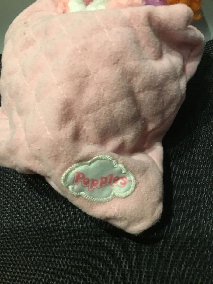 Peluche Popples polochon rose slumber party pancake Mattel vintage 22cm - photo numéro 2
