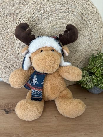 Neuf doudou renne cerf beige écharpe bonnet jours heureux 