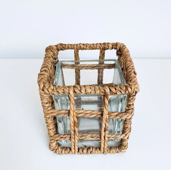 Photophore jute et verre - 10 cm x 10 cm