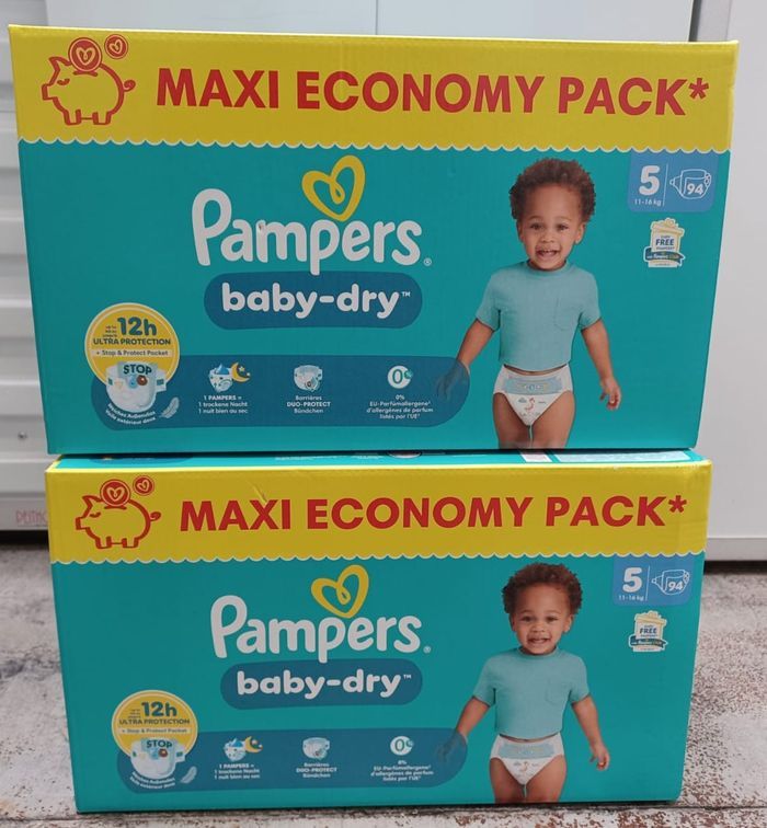 2 Cartons couches Pampers baby-dry Taille 5 - MaxiEcopack