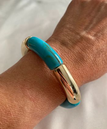 Bracelet tendance style bangle bleu turquoise et doré