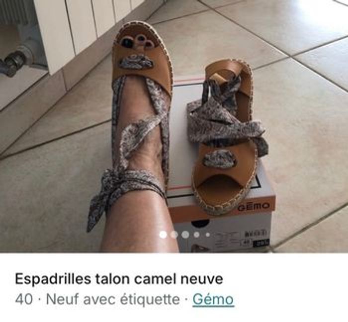 Espadrilles talons camel neuve