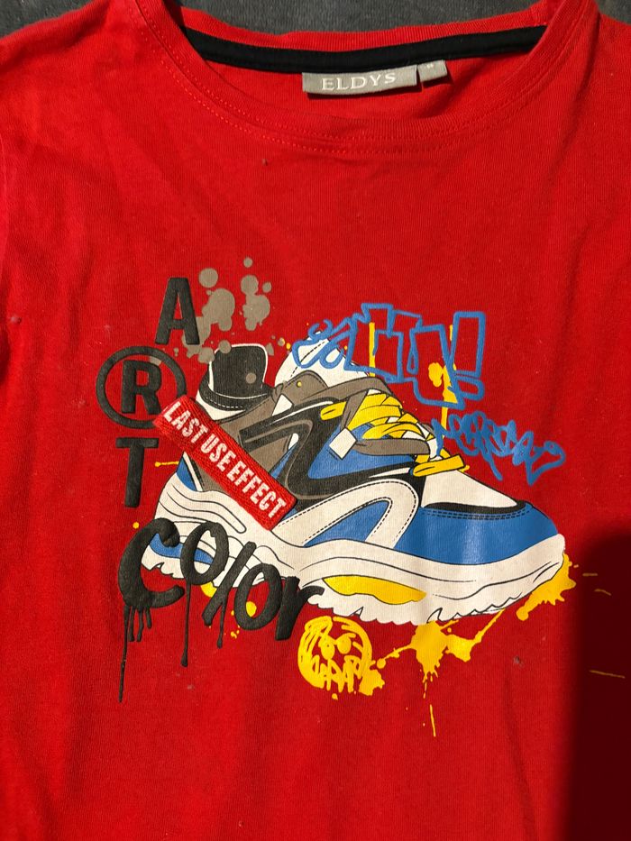 T-shirt manches longues rouge eldys basket 8 ans - photo numéro 3