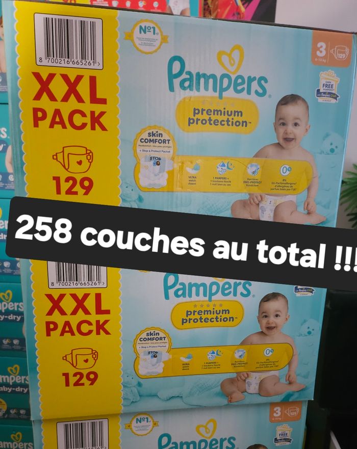 Lot de 2 packs XXL de couches pampers premium protection taille 3