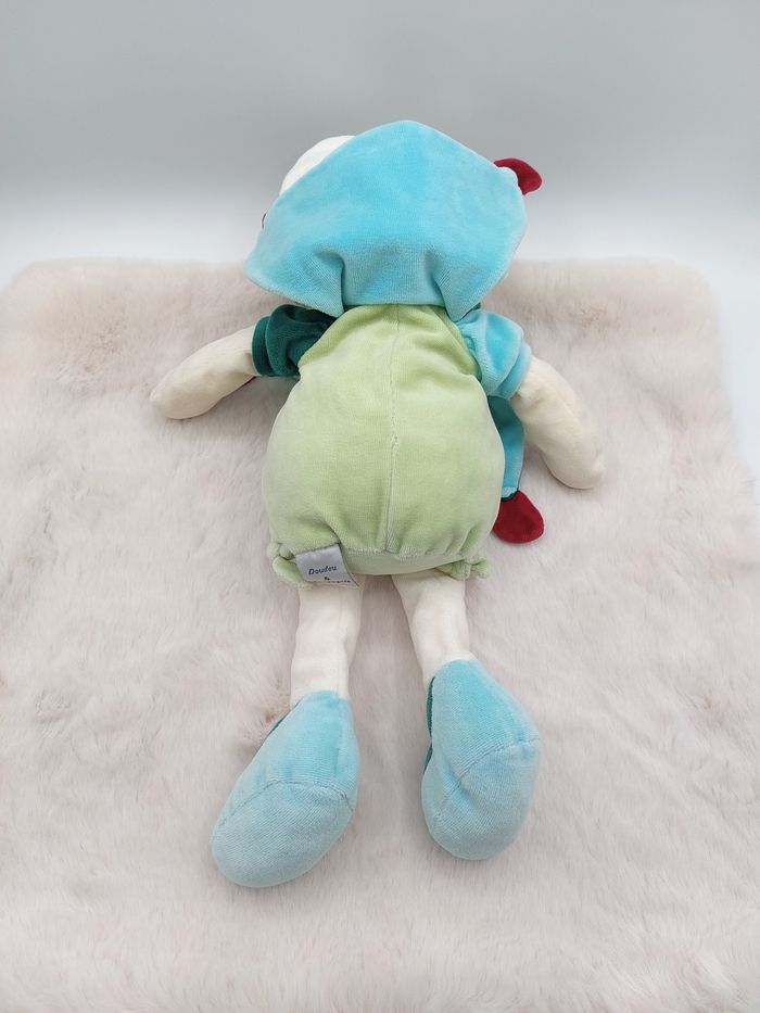 Ancien Doudou et Compagnie Peluche souris grand modèle Filousine écru vert bleu - photo numéro 5
