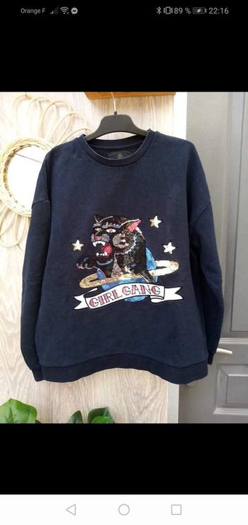 Pull panthère à strass T.XS