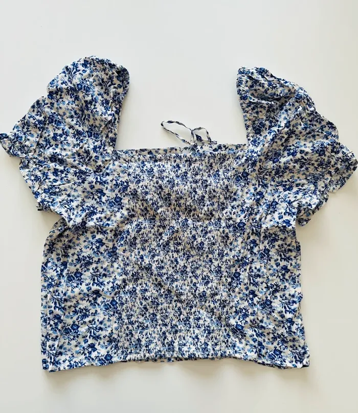 Blouse à fleurs bleues - L - H&M - neuf - photo numéro 7
