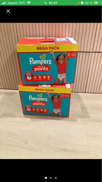 Lot de 2 boites de couches pampers pants par 80p