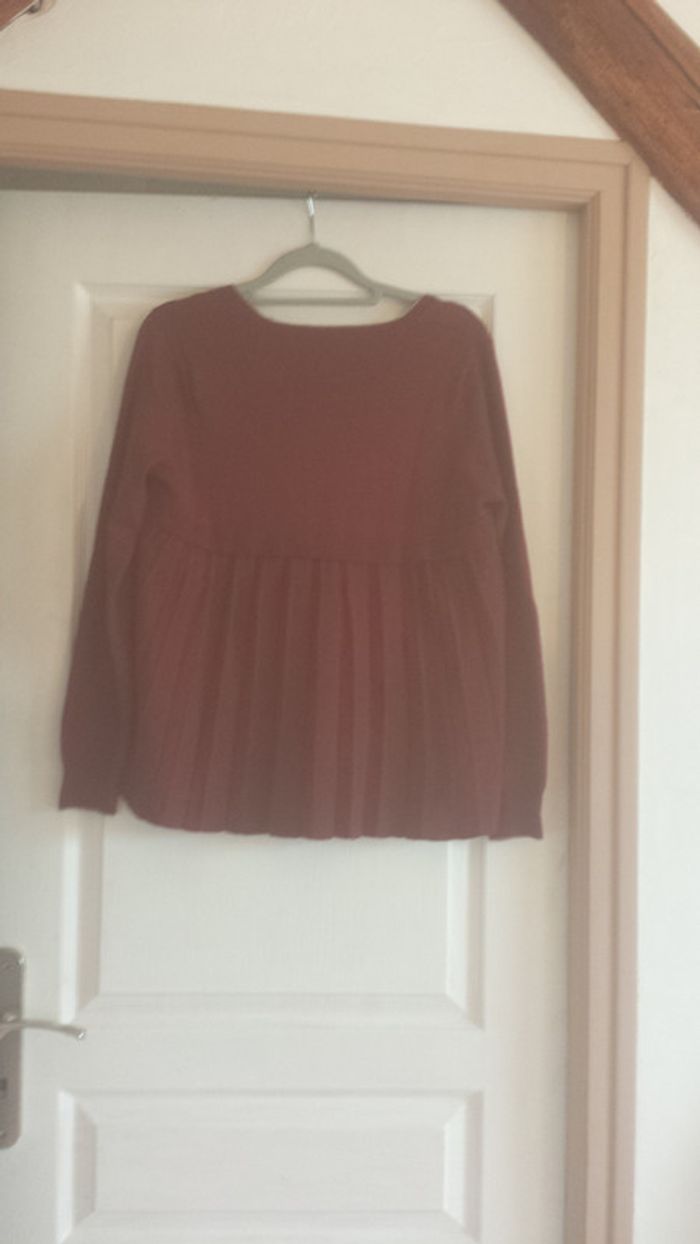 Pull bordeaux Col V, M - photo numéro 3