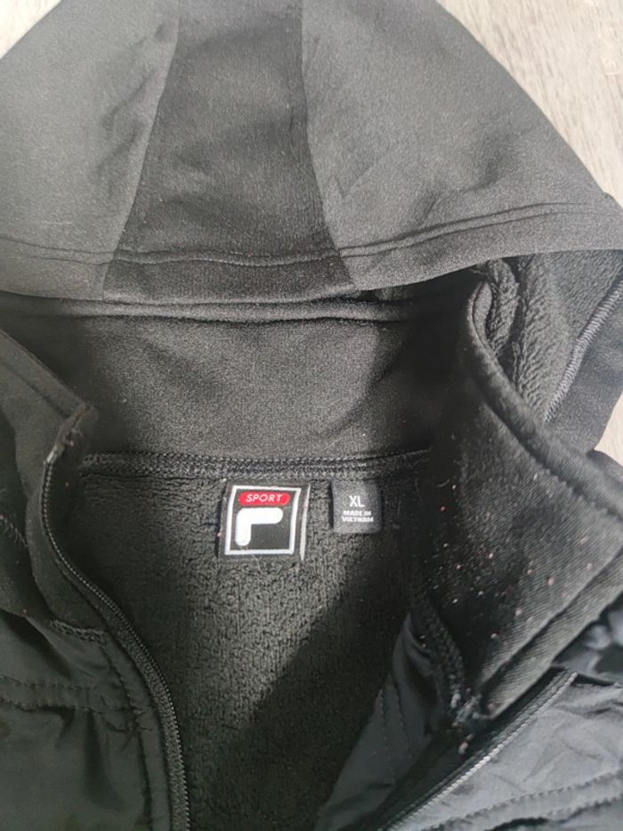 Veste à Capuche Full Zip Fila Sport Noire Logo Brodé Taille XL Femme - photo numéro 3