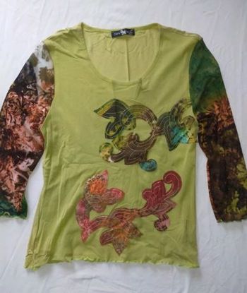 Haut vert à manches voile en 3/4, Taille 4 XL / 42 / 14·Neuf sans étiquette·Côte anglaise