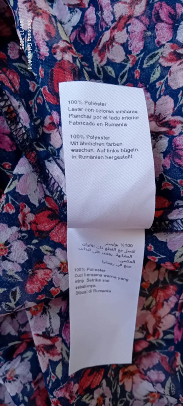 Débardeur long en voile avec poche imprimé fleurs rose femme 36 warehouse - photo numéro 18