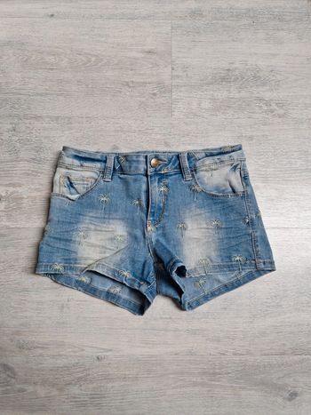 Short en jean bleu clair Pimkie 34 avec palmiers