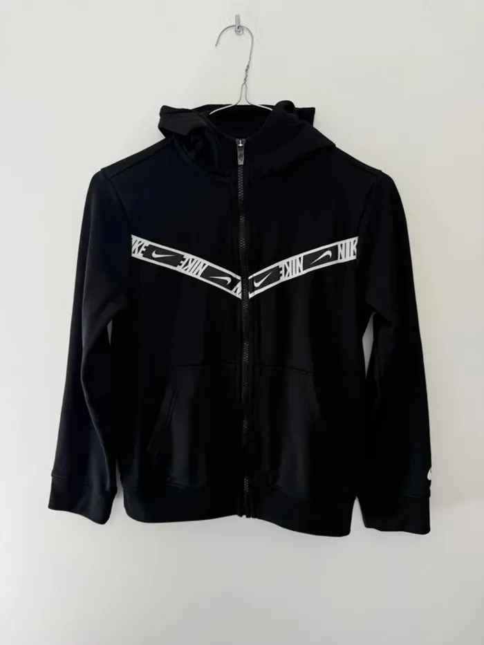 Sweat capuche zippé Nike garçon noir 137-147 cm, 10-11 ans