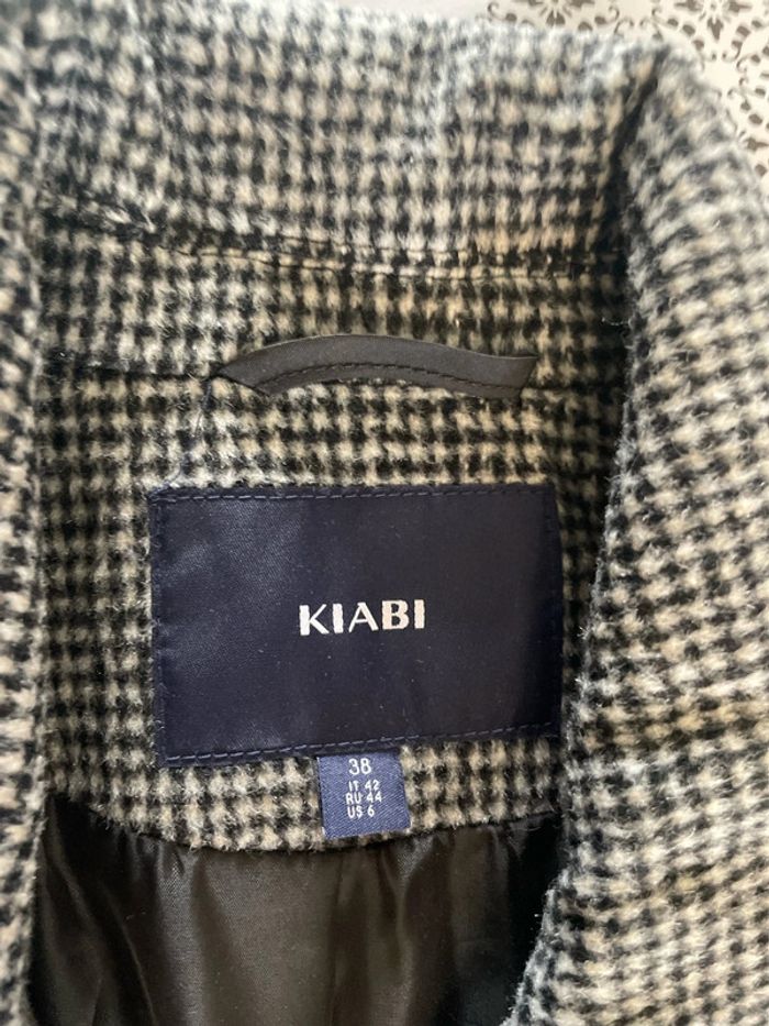Veste manteau gris/noir à carreaux Kiabi taille 38 - photo numéro 2