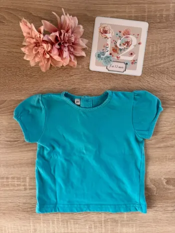 T shirt bleu turquoise 12 mois TBE