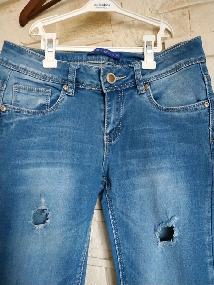 Jean femme slim 36 sd jeans effet used tbe - photo numéro 2