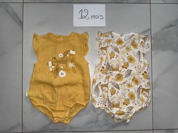 Lot de 2 barboteuses petit béguin 12 mois
