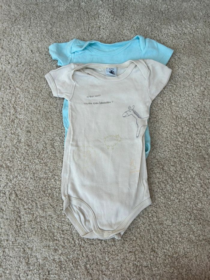 Lot de 2 bodies à manches courtes mixte / 9 mois - petit bateau et tex